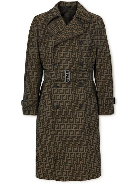 fendi brown canvas trench coat|fendi puffer jacket cost.